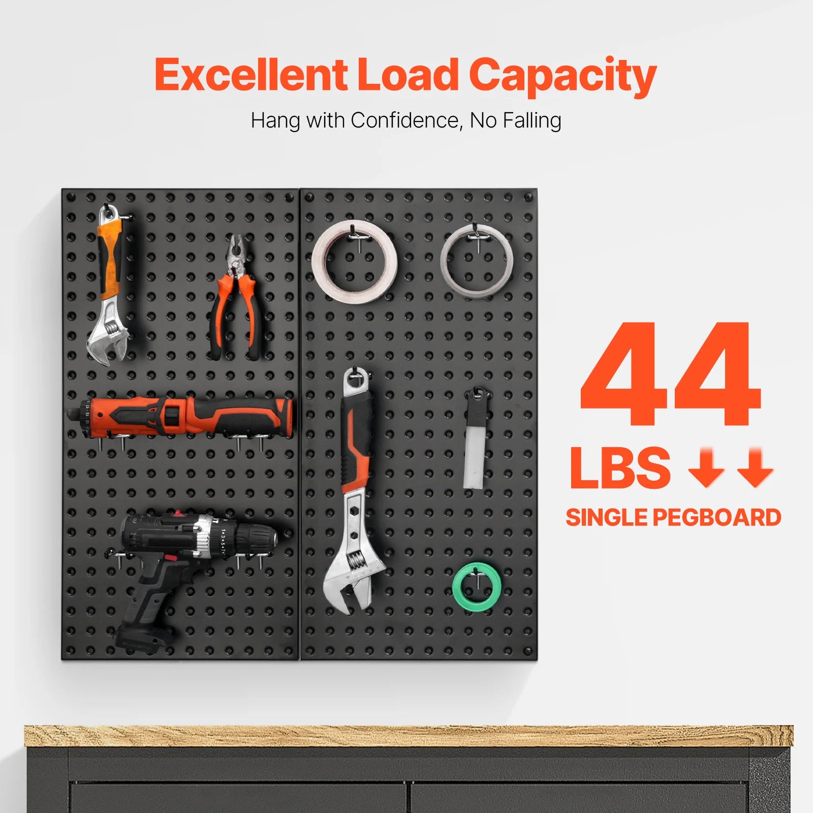 24x12 Metal Pegboard Wall Organizer Panels with Hooks Set