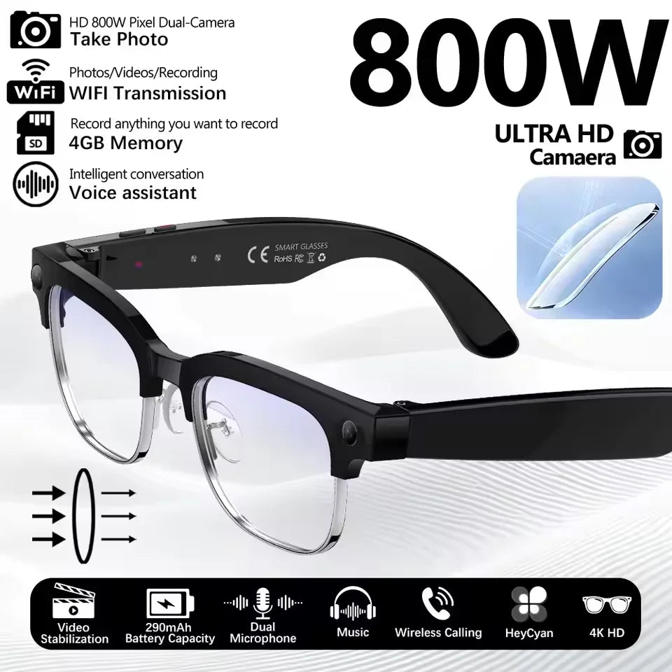 AI Smart Glasses with Camera, Calls, Translation & Audio