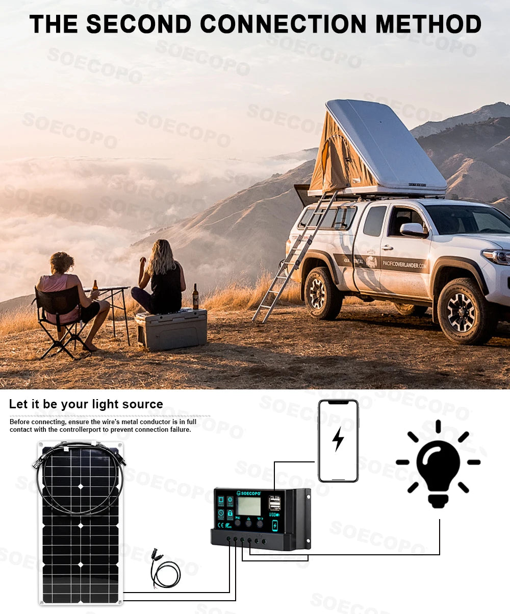 30W solcellekit med 2200W inverter og 100A controller til off-grid strømforsyning