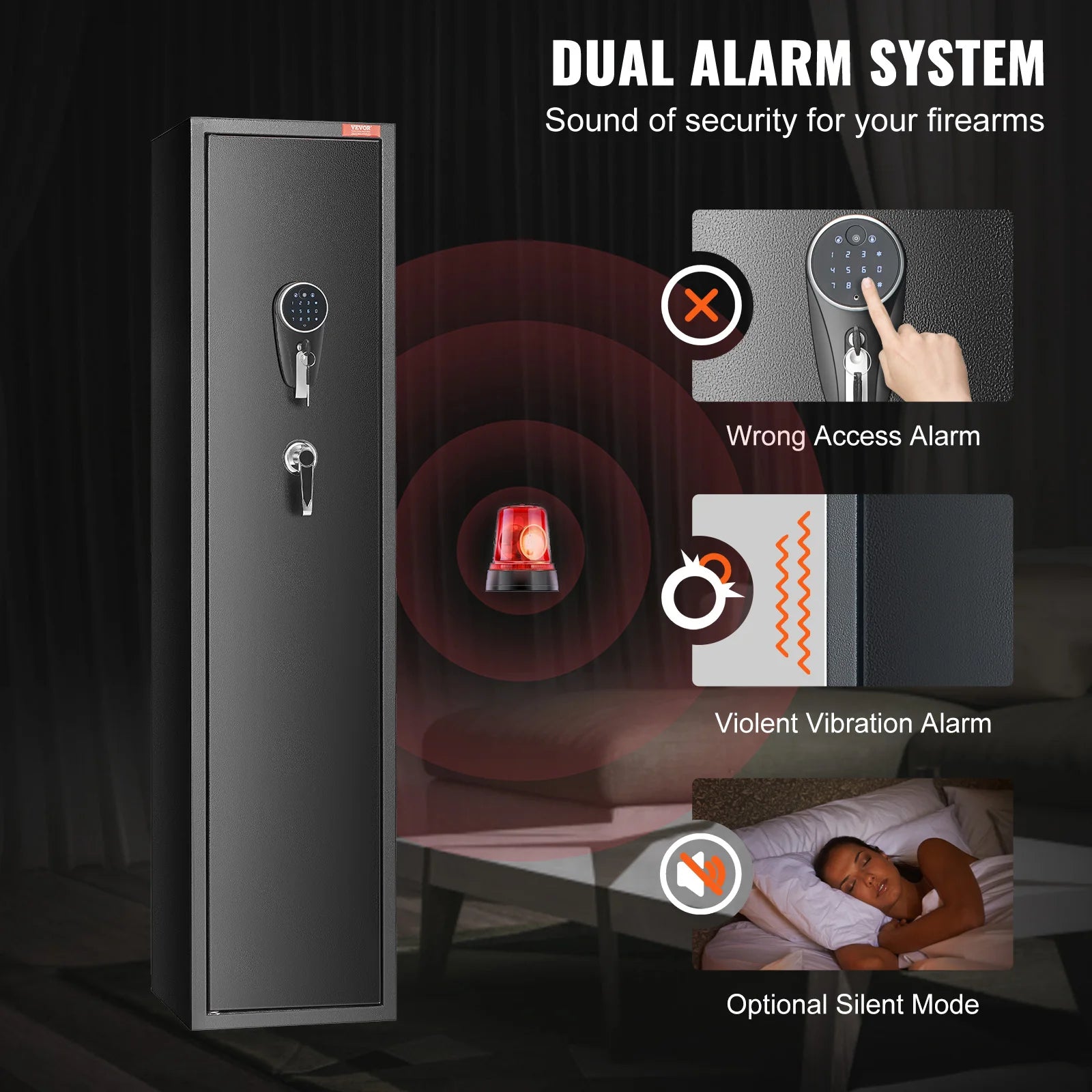 Rifle Gun Safe Cabinet with Digital Keypad or Fingerprint Lock