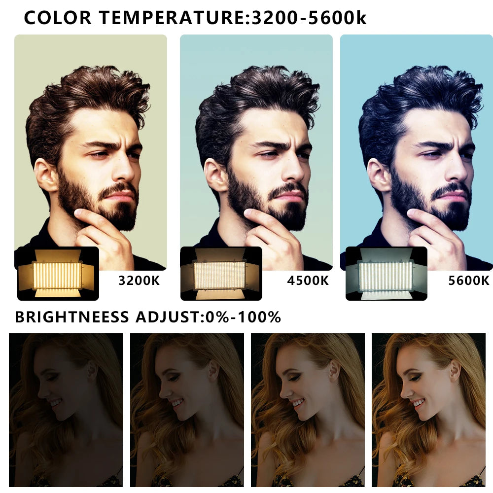 Lumière vidéo LED bicolore U800+ 2500K-8500K avec télécommande et trépied