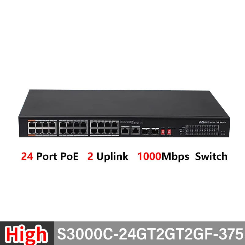 Dahua 4/8/16/24 Port PoE Switch 10/100/1000Mbps Gigabit Fast Ethernet Switch IEEE 802.3 For VTO VTH IP Camera S1300C-4ET2ET-APWR 