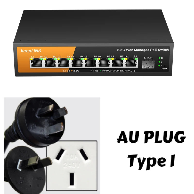 KeepLink 9-Port Multi-Gigabit Managed Switch with 8-2.5Gbps PoE and 1-10Gb SFP+ Uplink 