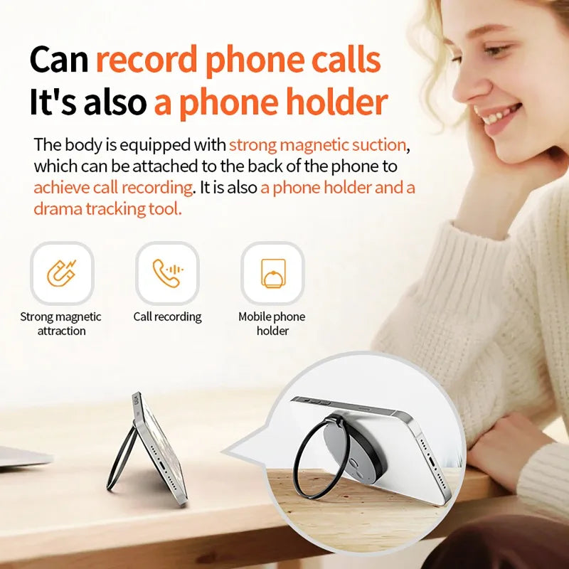 AI ChatGPT Voice Recorder 8-128GB Mini Keychain Magnetic Dictaphone 256GB Intelligent Summarization Real-Time Recording Device