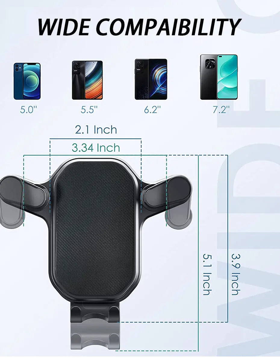 SEAMETAL Car Air Vent Phone Holder Gravity Lock Hook Phone Mount One-Hand Operation Universal Smartphone Support 360 Rotation