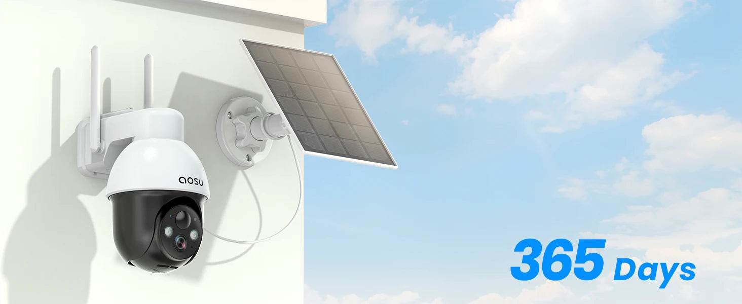 AOSU 3MP Solar PTZ Security Camera with 2-Way Audio