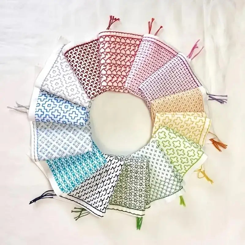 Herbruikbare Sashiko-stijl borduurtemplates — 9 of 32 stuks