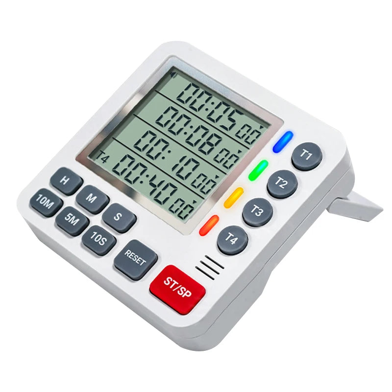 4-Channel Digital Kitchen Timer with Mute Light Alert
