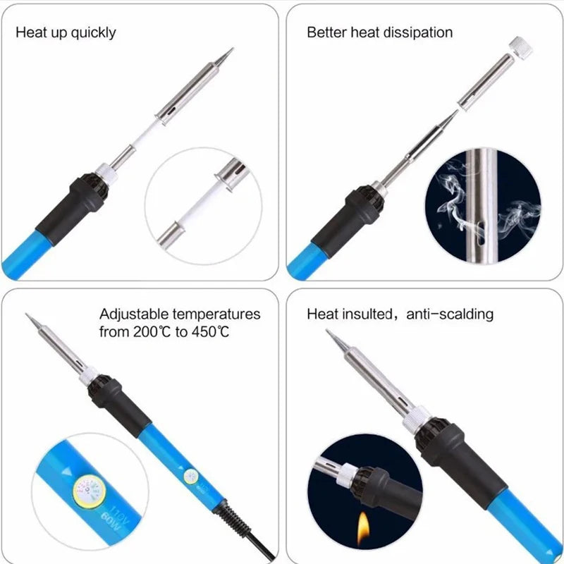 60W Adjustable Soldering Iron - Plug and Kit Options