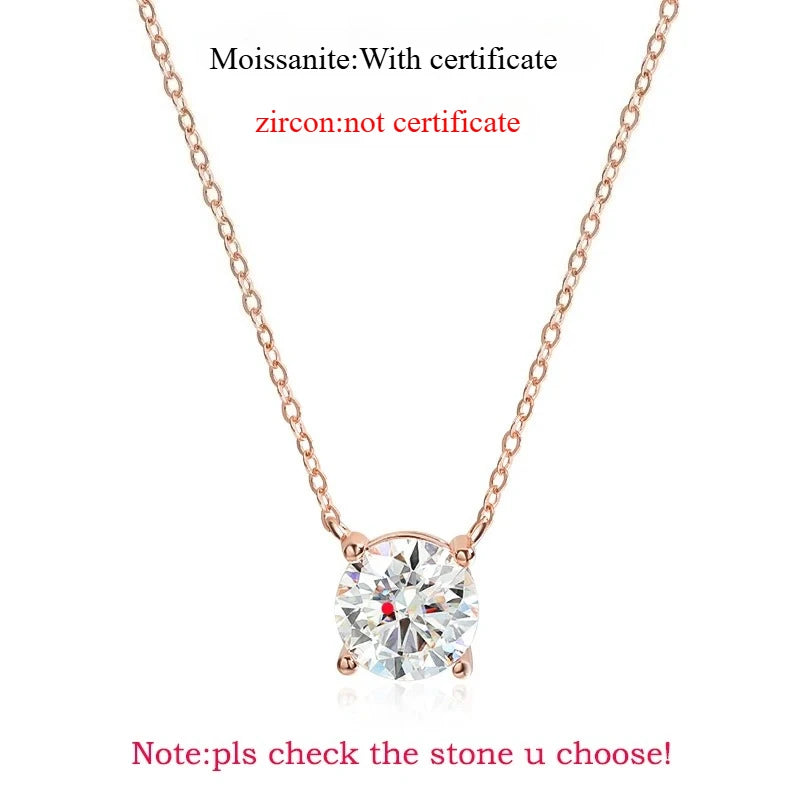 Smyoue 1-5CT Rose Gold Color Moissanite Necklace for Women D Color Sparkling Classic Lab Diamon Pendant Sterling Silver 925 100% 