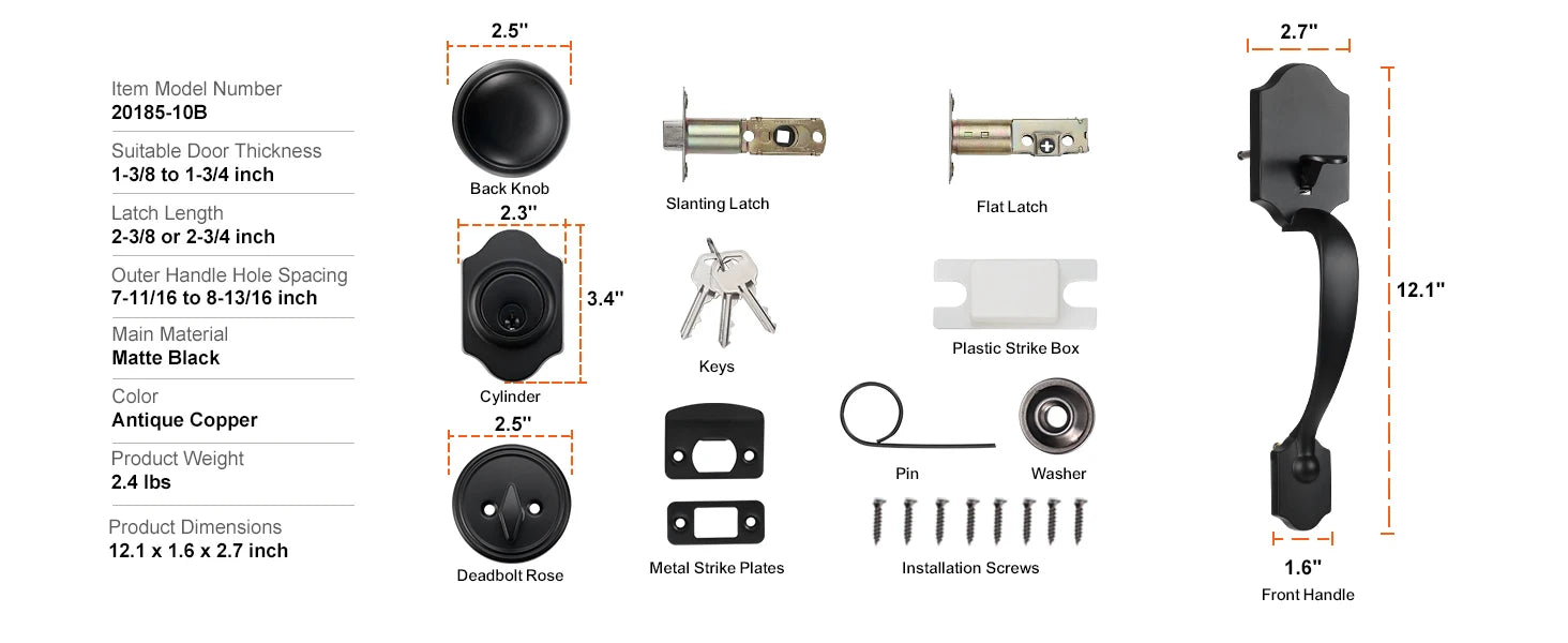 Front Door Handle Lock Set with Deadbolt and Interior Knob
