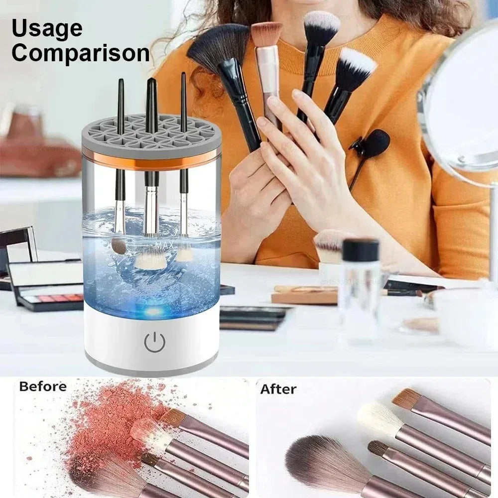 Curățator electric automat pentru pensule de machiaj, adaptor USB, burete de curățare cosmetic, uscare cu covoraș de curățare