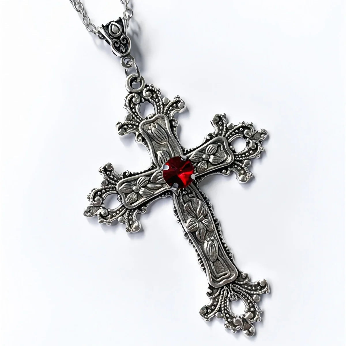 Y2K Punk Crystal Big Cross Pendant Necklaces for Women Men Gothic Irregular Cross Clavicle Chain Necklaces Aesthetic Jewelry 