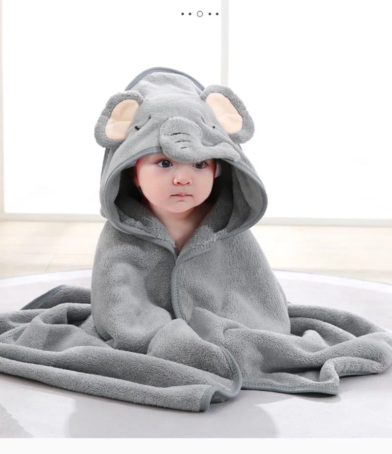 Cartoon Animal Baby Hooded Bath Towel Blanket for Toddlers