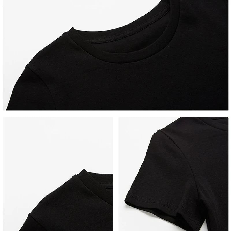 Vaš ekskluzivni DIY vzorec za tisk Prilagodite poletno modno majico s kratkimi rokavi in ​​O izrezom, enobarvno, obrezan popek