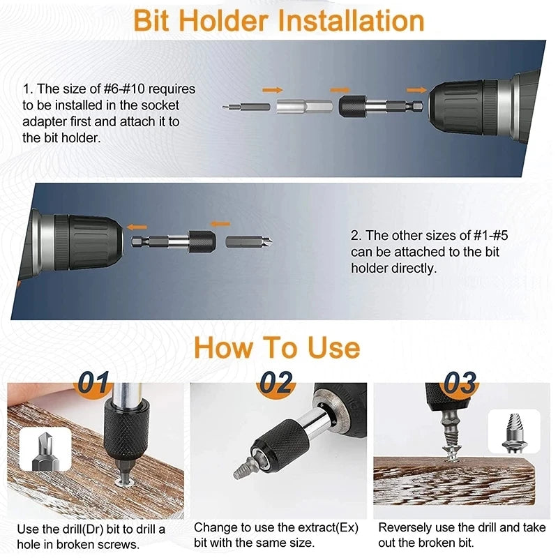Damaged Screw Extractor Set - Kit Options