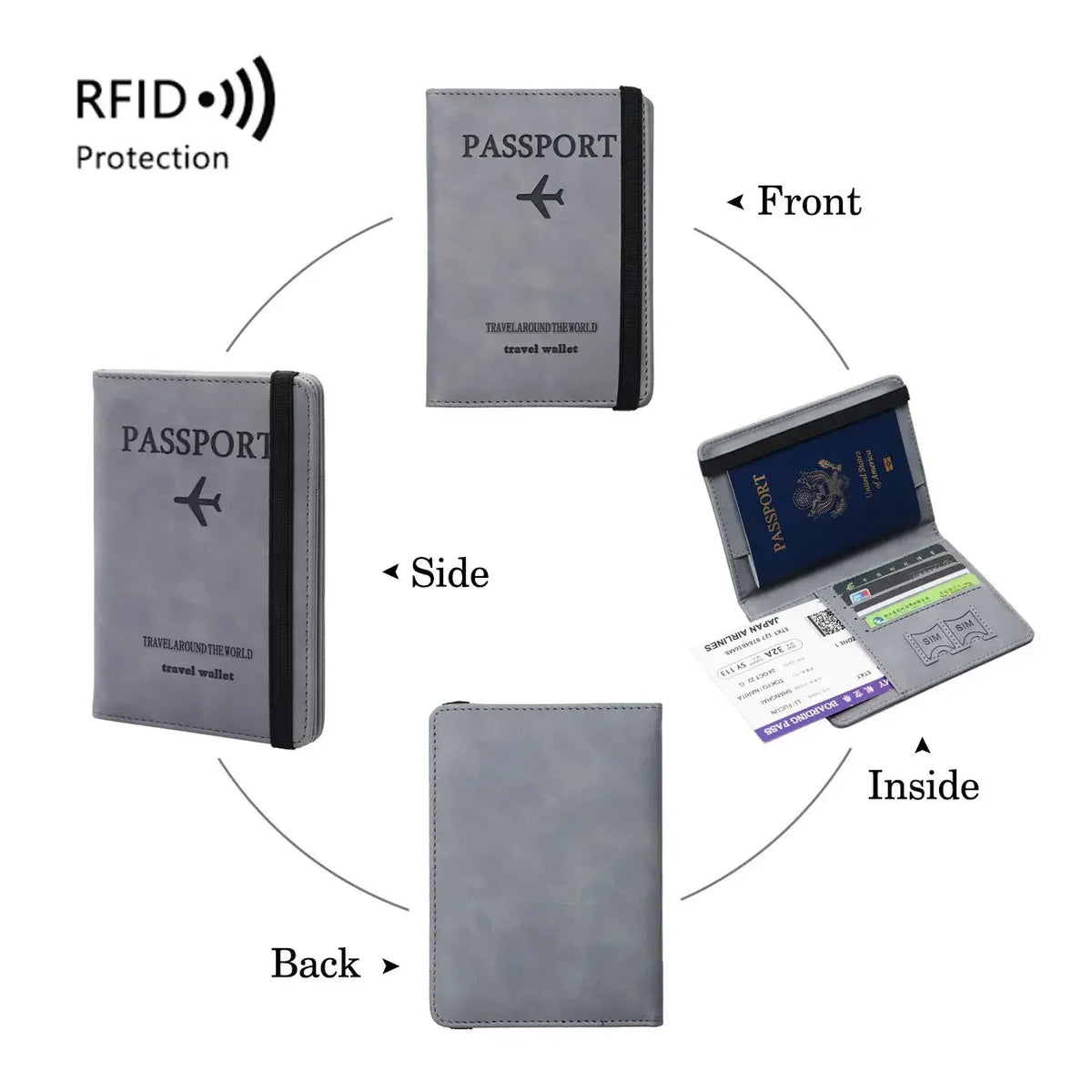 Travel Passport Holder with Card Slots