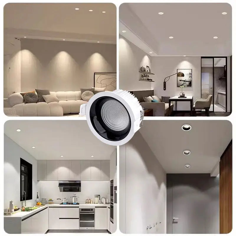 Indbygget LED-downlight med valgmuligheder for finish og dæmpning