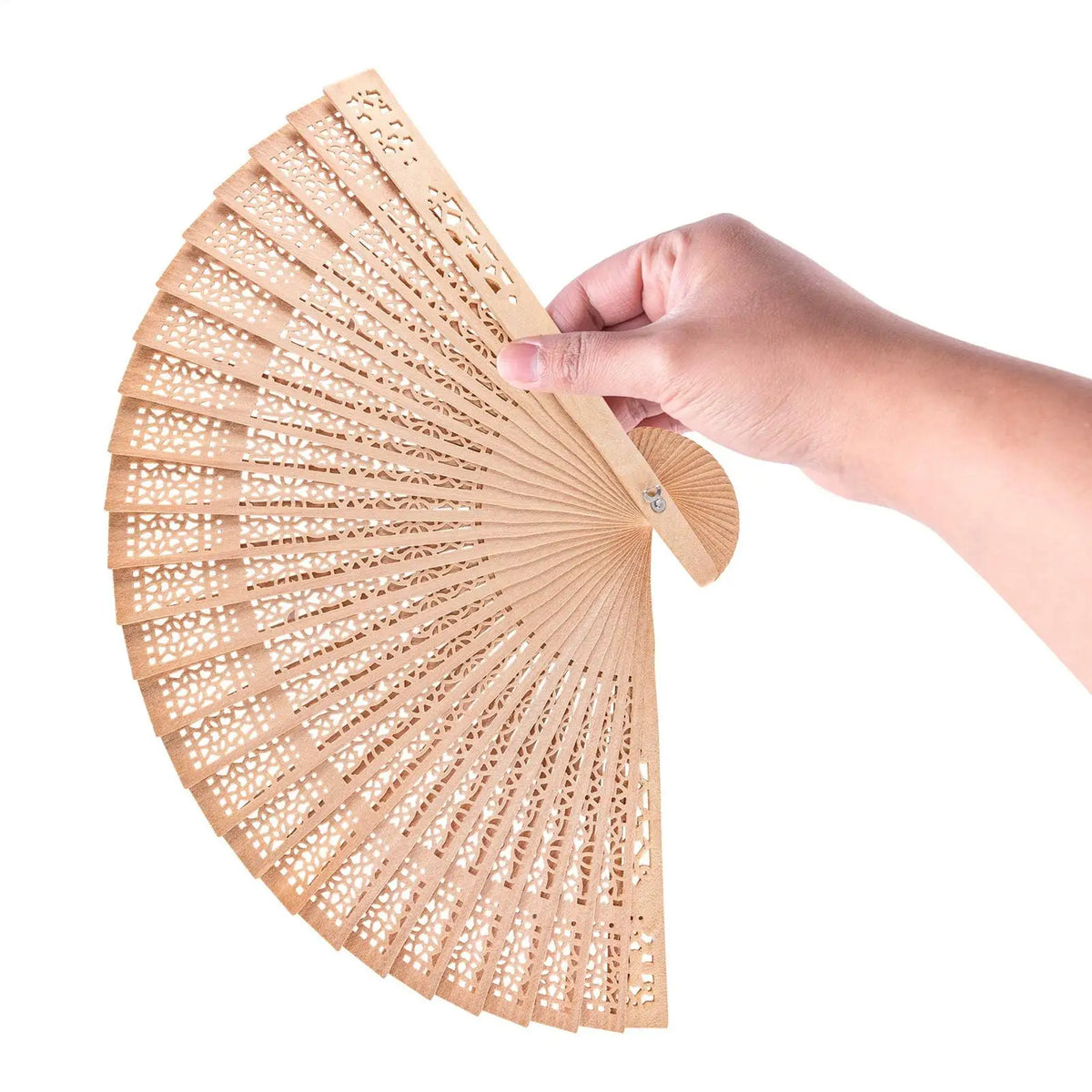 Sammenklappelig håndvifte i træ, 20.5 cm