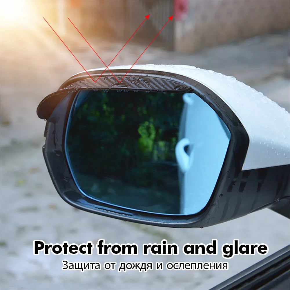 2PCS Car Rearview Mirror Rain Eyebrow Carbon Fiber Sun Visor Shade Cover Protector Clear Vision for Rain Car Mirror Accessories