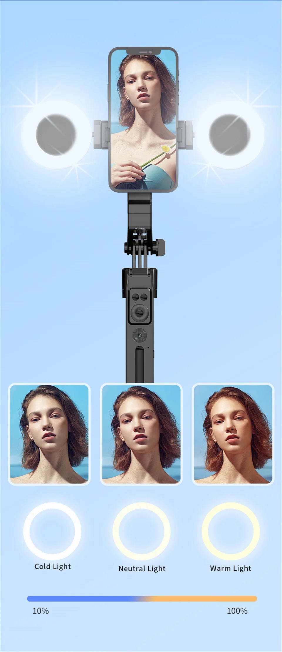 C12 Tripod Gimbal Stabilizer for Smartphone Cameras