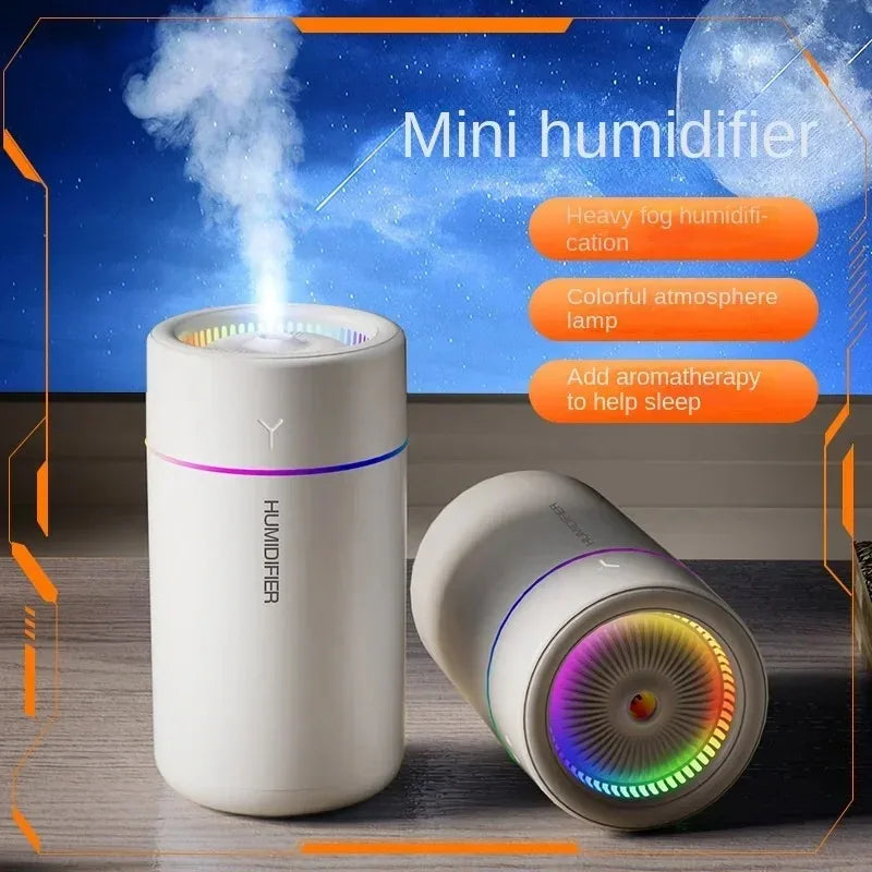USB-miniluftfukter på 280 ml med fargelys