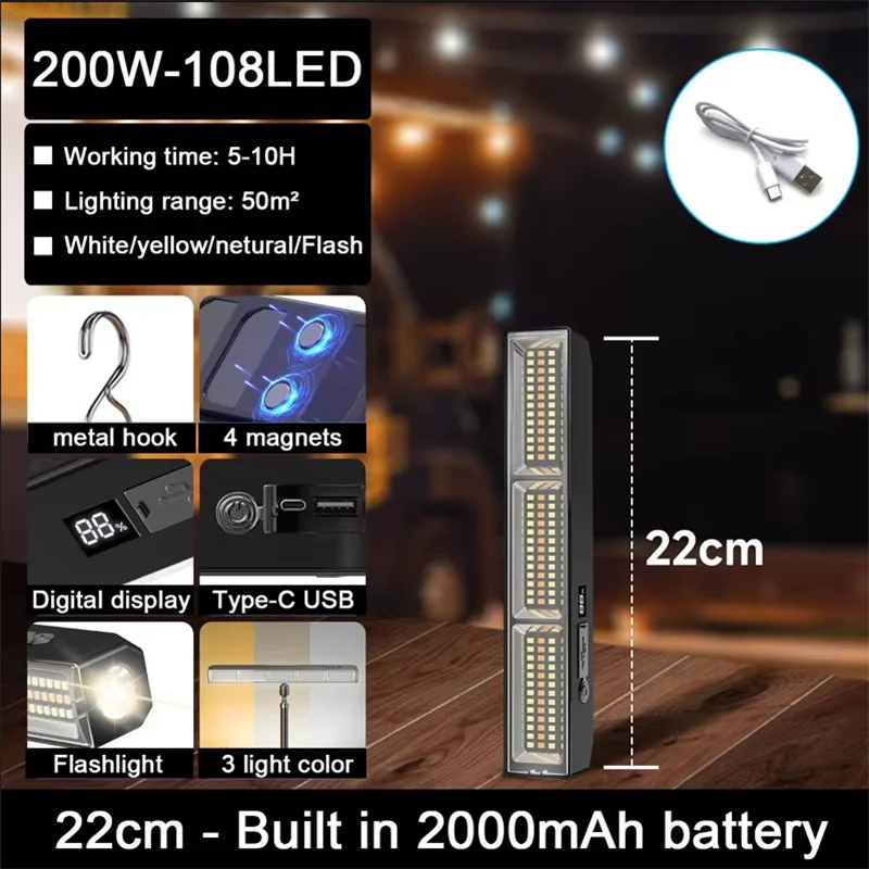 Rechargeable Magnetic LED Work Bar