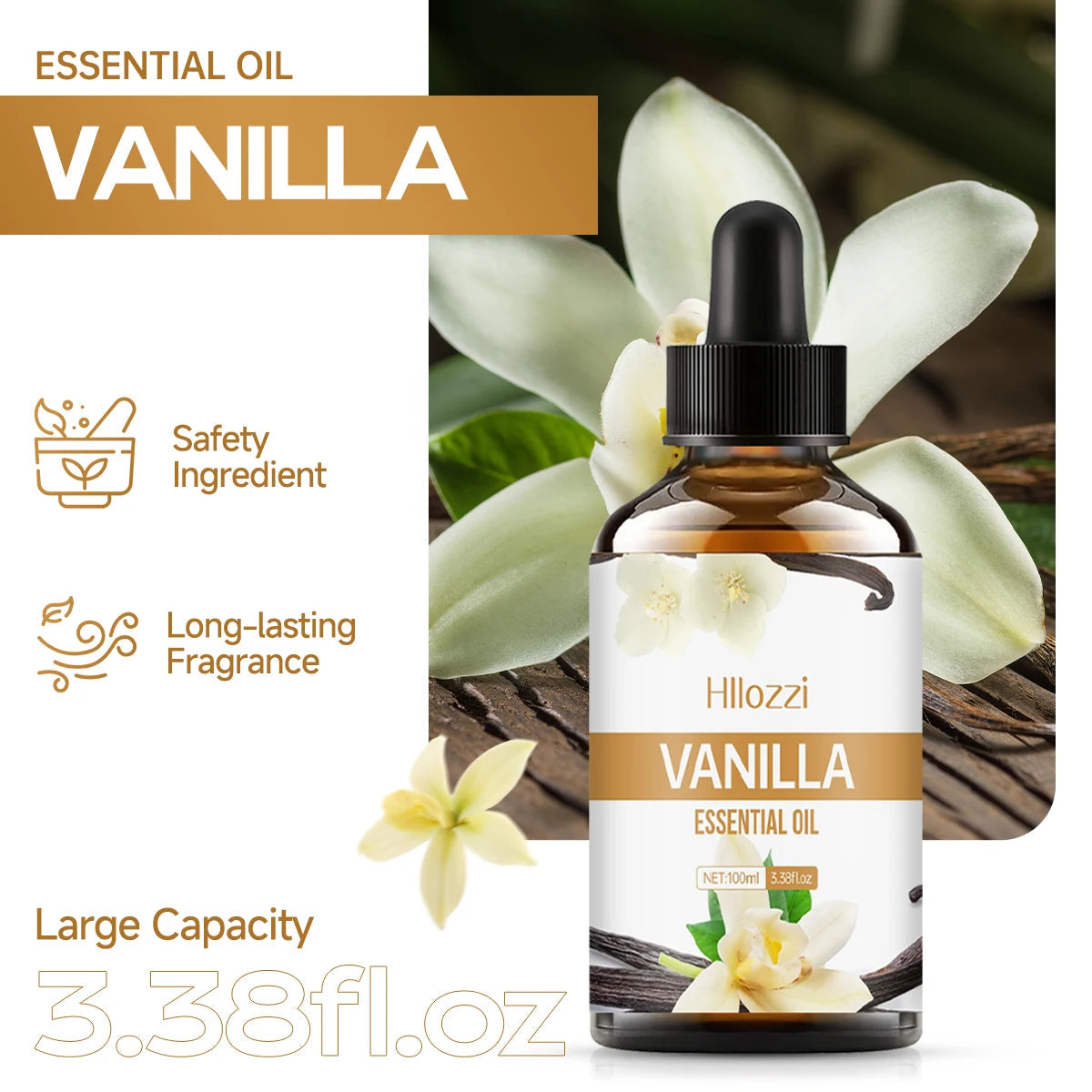 Vanilla essential oil for face, SPU, aromatherapy diffuser, DIY soap, suitable for all skin types, long-lasting fragrance 