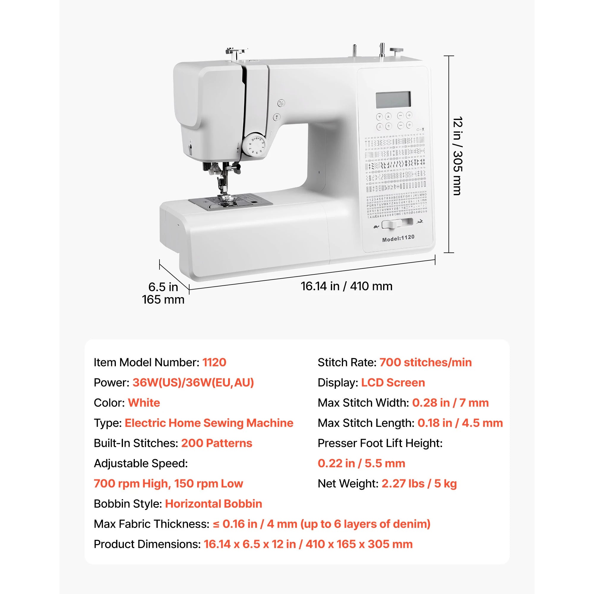 Computerized Sewing Machine with 60 Stitches, LED & Heavy-Duty Frame