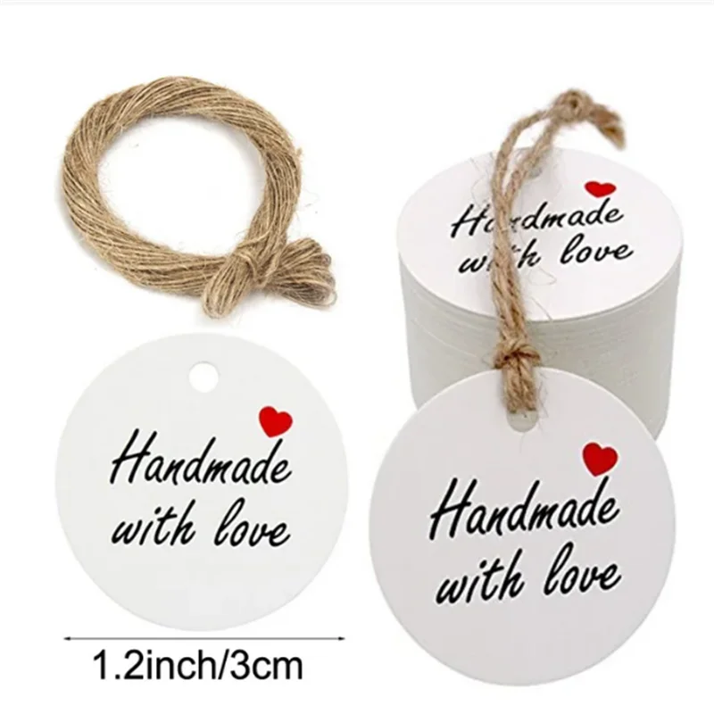 Ručne vyrobené ďakovné darčekové štítky – sada 100 kusov kraftového papiera