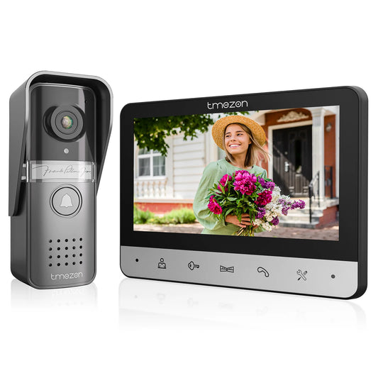 TMEZON Video Doorphone 4-Wire,Intercom with Doorbell, Doorphone with Camera,7" Color Display, 120° Wide View Camera Spy-shop.com