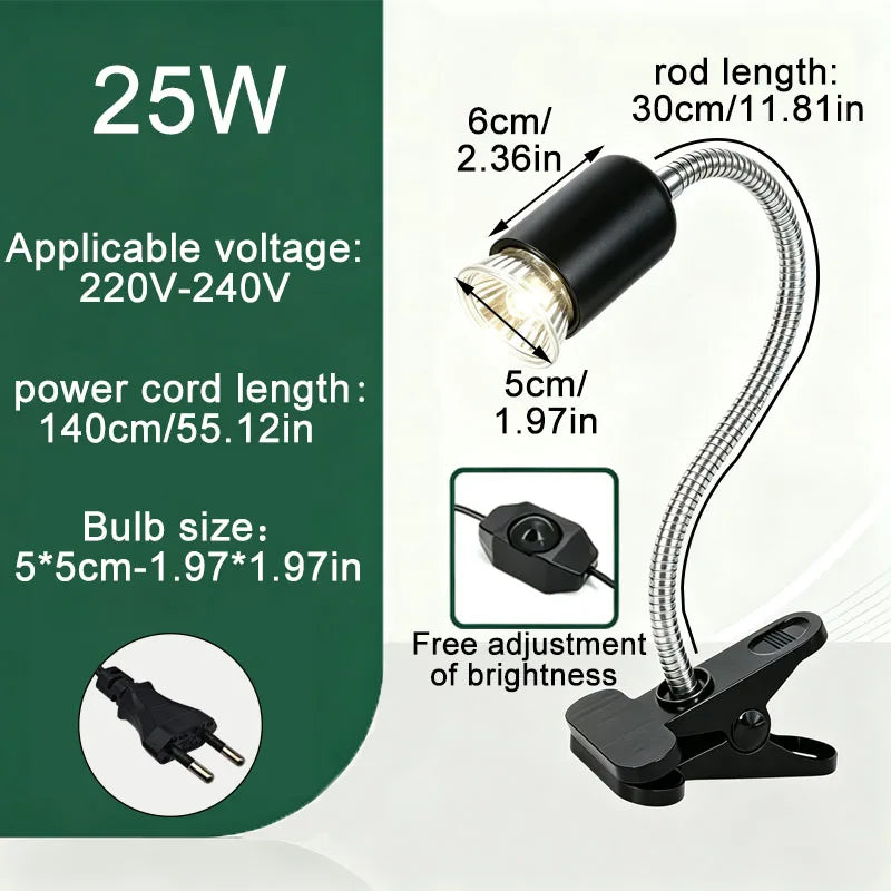 Adjustable Reptile Basking Heat Lamp, EU Plug