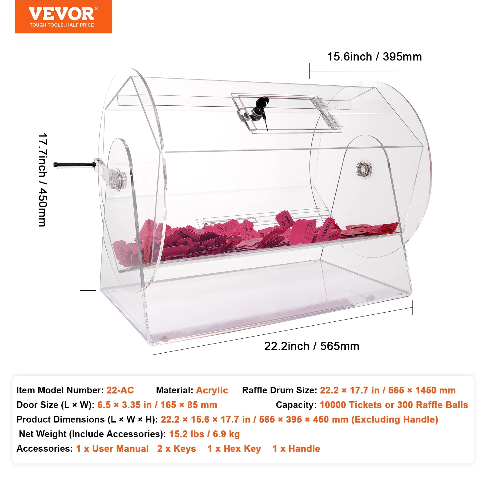 Raffle Drum Spinning Cage with Large Capacity for Events & Drawings