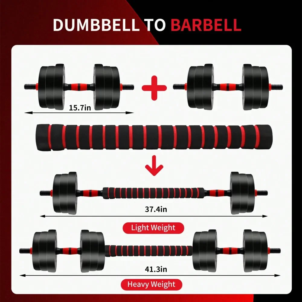 Ensemble haltère et barre réglable 44LB pour entraînement de force à domicile