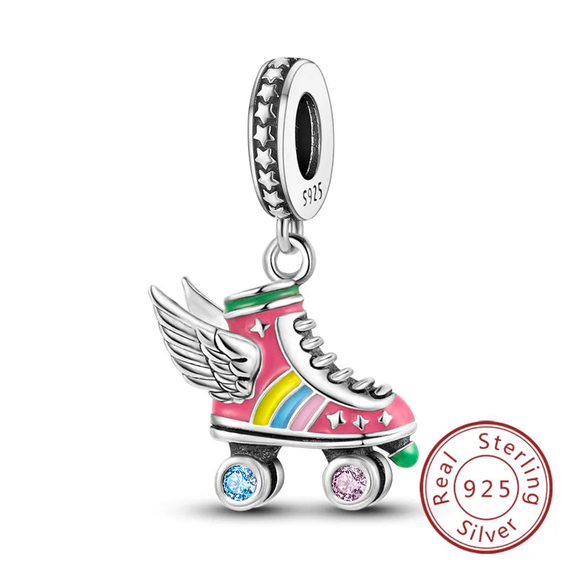 Fit Original 925 Sterling Silver Charms Beads Bow Perfume Bottle Pink Charms for Women Fine DIY Birthday Jewelry Gifts 