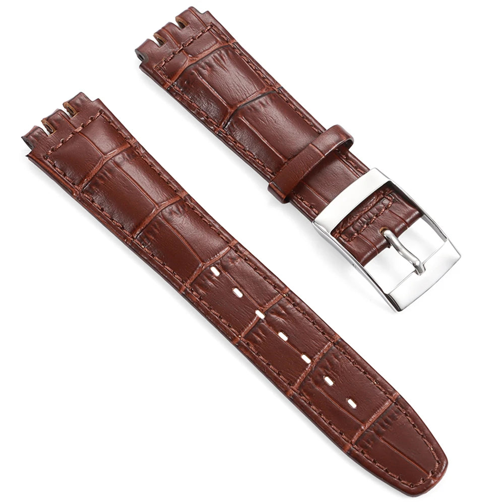 Leren horlogeband voor Swatch, 17 of 19 mm