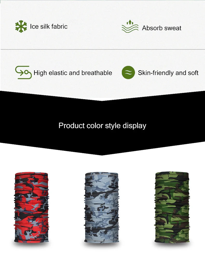 Outdoor Sport Bandana Military Tube Scarf Fishing Cycling Tactical Hiking Face Cover Neck Gaiter Half Mask Headband Men Women