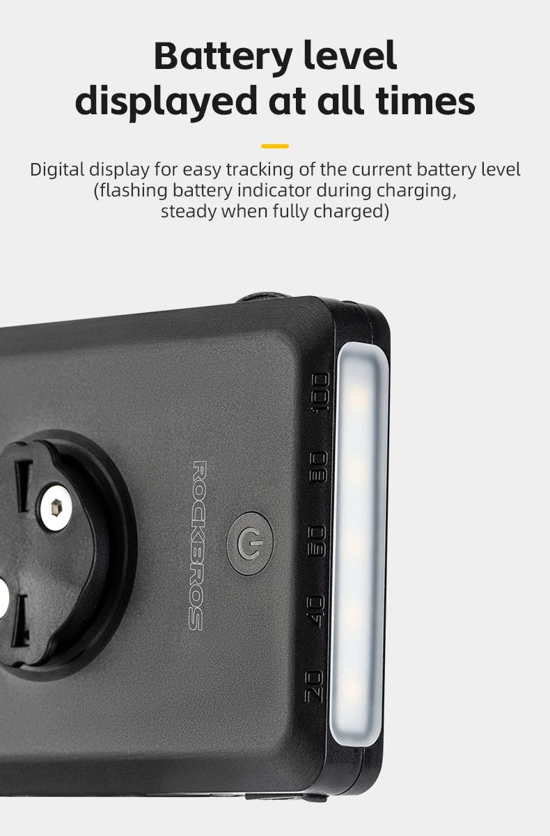 Bicyklové svetlo 5000mAh s digitálnym displejom a IPX6 nepremokavé