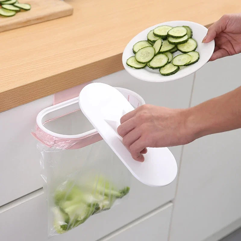 Over-Cupboard Rubbish Bag Holder with Lid