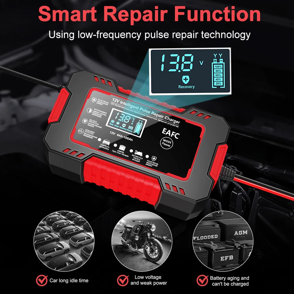12 V 6 A Lead-Acid Battery Charger with LCD