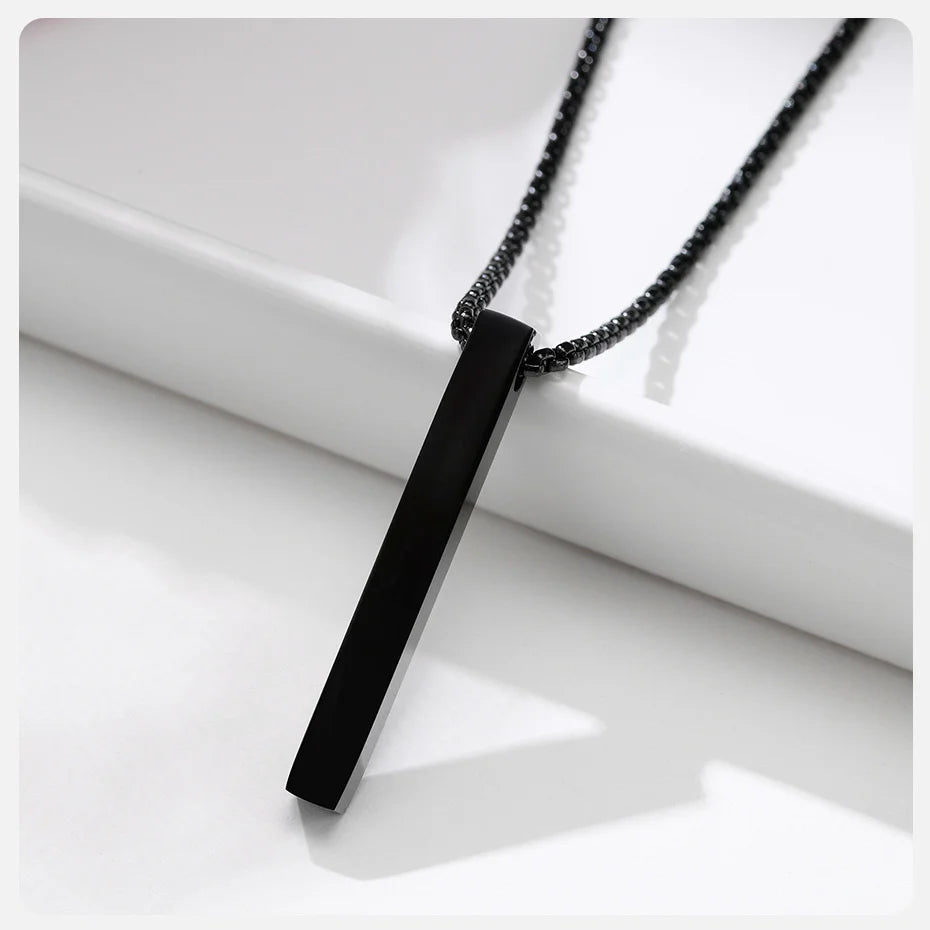 Vnox 5mm Pillar Necklace for Men Women, Stainless Steel 3D Bar Pendant, Minimalist Simple Casual Unisex Neck Collar 