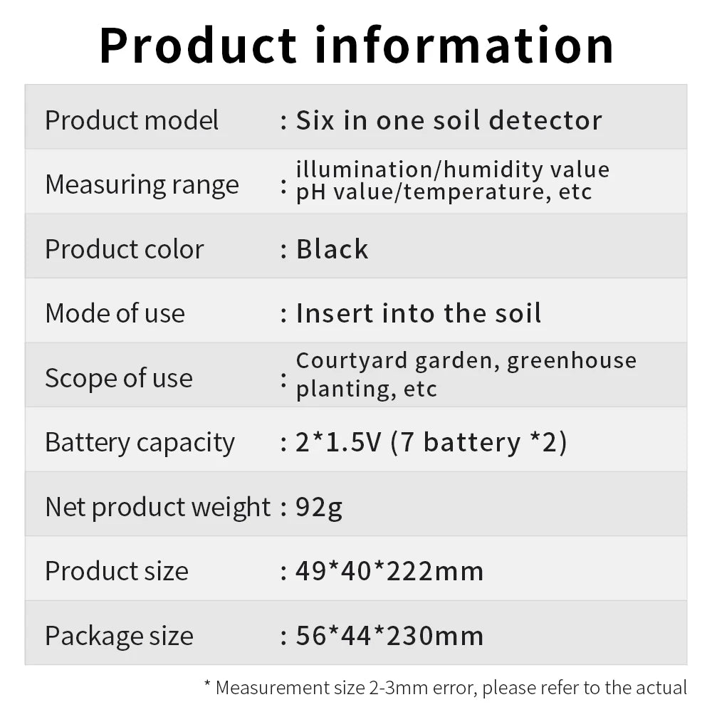 Six-in-One Digital Soil and Environment Meter