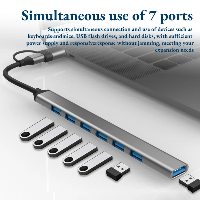 7-Port USB Hub for Compatible Host Devices