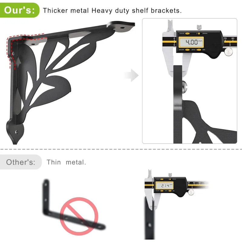 8-Inch Metal Shelf Brackets, 2 or 4 Pieces
