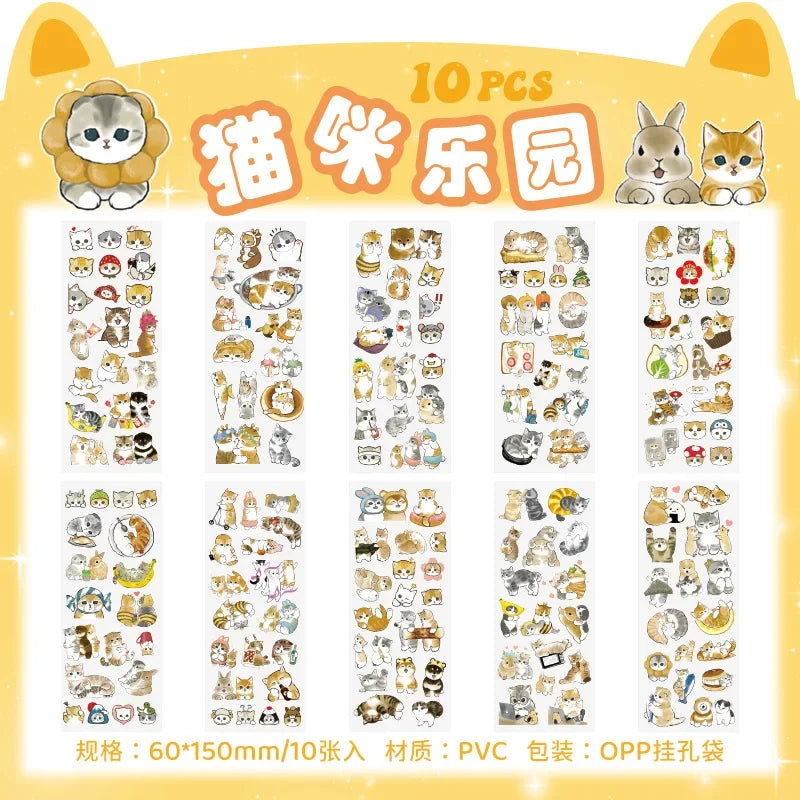 Cartoon Decorative Sticker Sheets – 10-Piece Pack