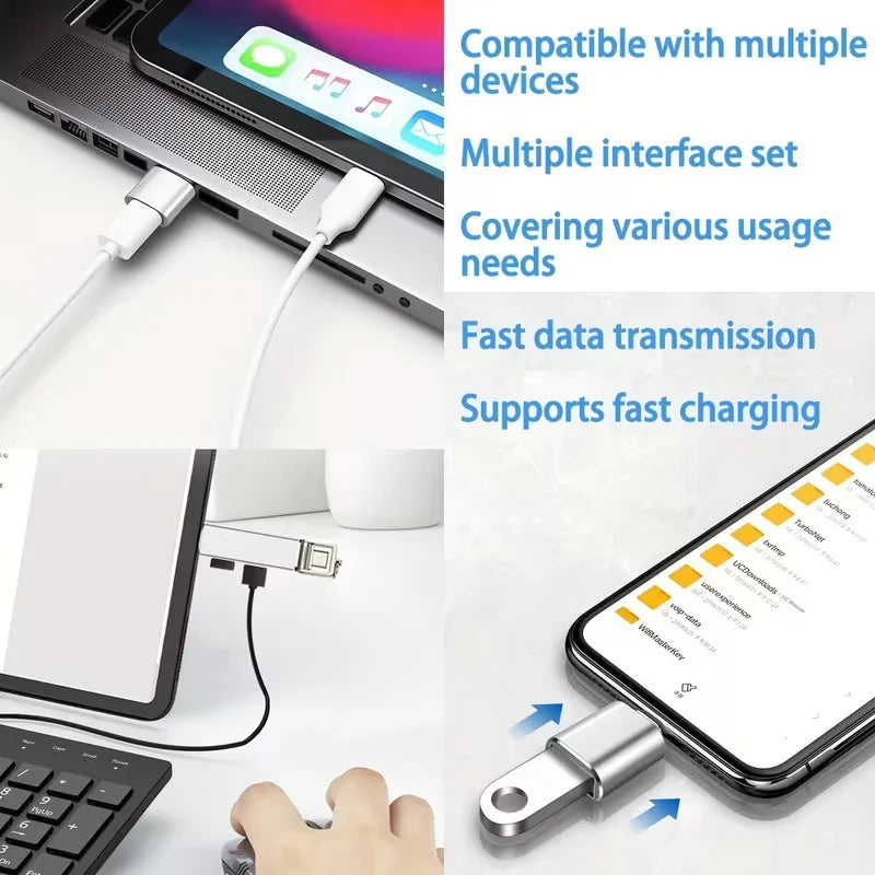 Juego de 5 adaptadores USB versátiles, convierte USB C a USB A, con concentrador USB 3.0 para carga rápida y función OTG