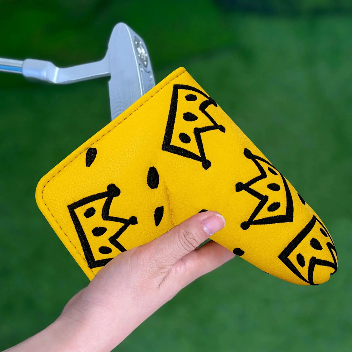 Golfputterbetræk med kronemønster - førsteklasses hovedbetræk til bladputter med blødt for, fantastisk fars dags-gave til golfelskere