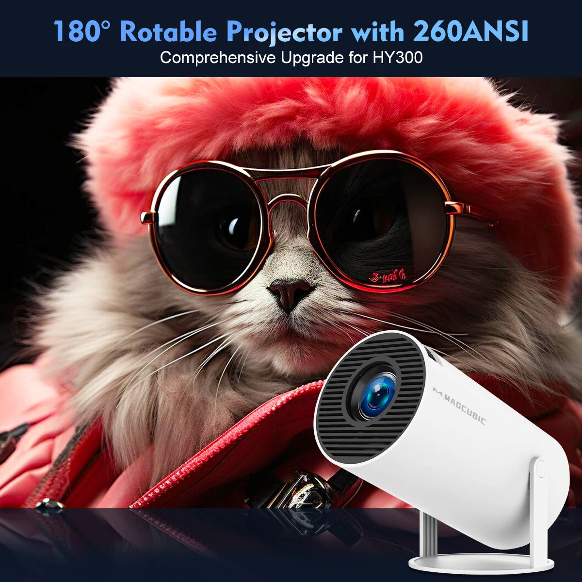 Magcubic Projector HY300 Pro 4K Android 11 Dual Wifi6 260ANSI Allwinner H713 BT5.0 1080P 1280*720P Home Cinema Outdoor Projetor Spy-shop.com