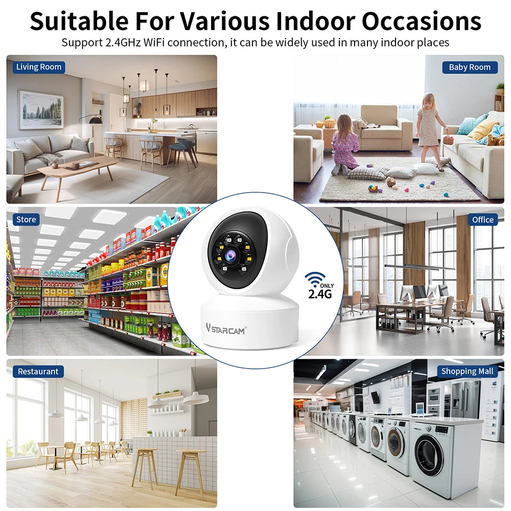 360° Indoor Security Camera with Color Night Vision & 2‑Way Audio