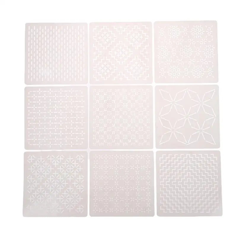 Herbruikbare Sashiko-stijl borduurtemplates — 9 of 32 stuks
